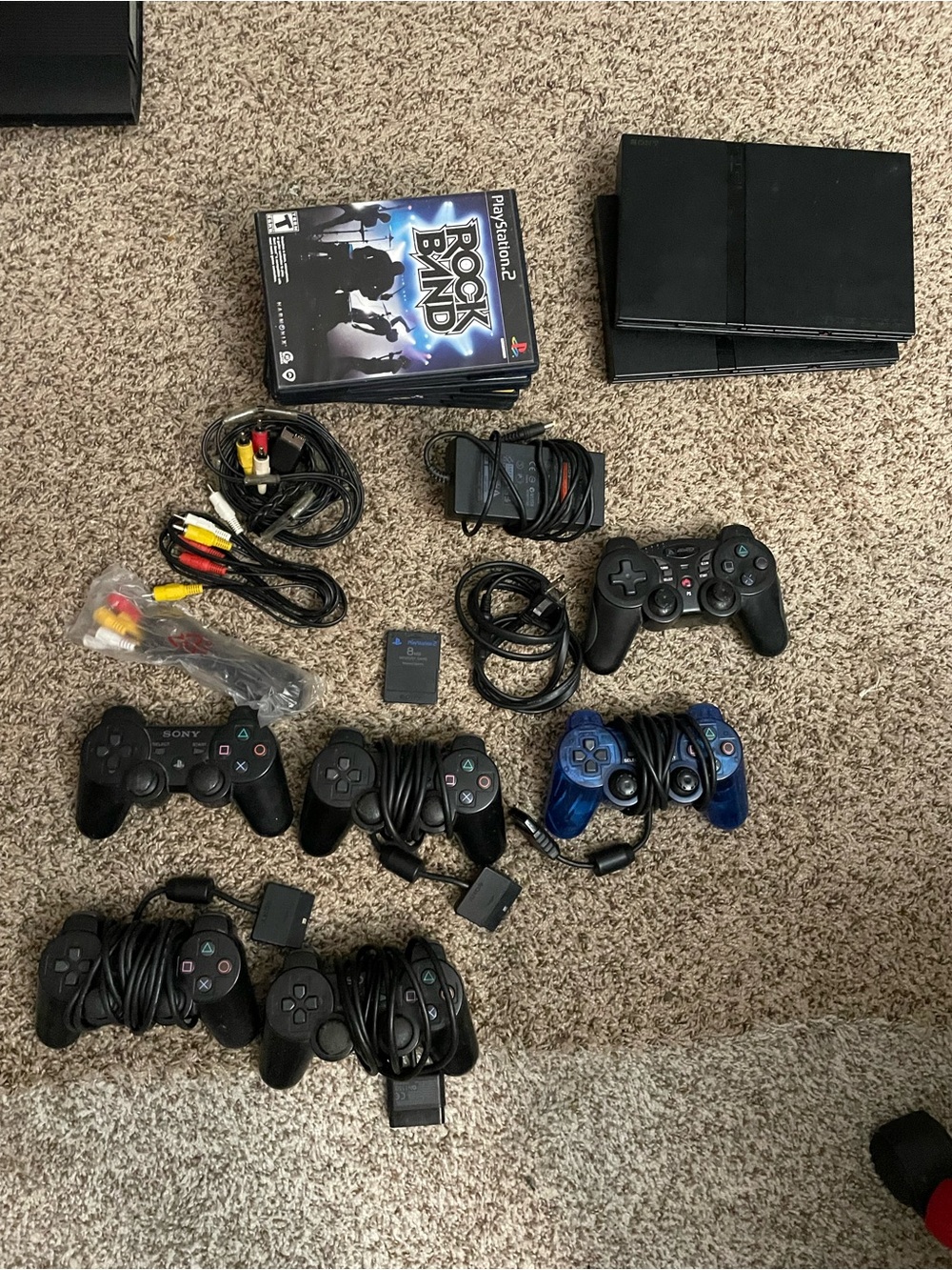 Sony PlayStation 2 Accessories Bundle with Black & Blue Controllers